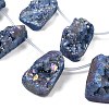 Electroplated Natural Druzy Agate Beads Strands G-N0259-07-3