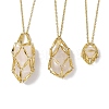 3 Pcs Crystal Stone Cage Pendant Necklaces NJEW-JN04751-02-2