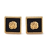 6 Pair 2 Color Square & Flower Acrylic Stud Earrings EJEW-A024-08-3