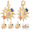 10Pcs Sun with Moon Brass Micro Pave Colorful Cubic Zirconia Pendants KK-BBC0004-16-1