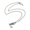 Letter A~Z Antique Silver Plated Alloy with Synthetic Turquoise Pendant Necklaces NJEW-G080-01L-3