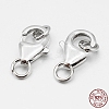 Anti-Tarnish Rhodium Plated 925 Sterling Silver Lobster Claw Clasps STER-O015-C-04-3