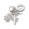 Brass Micro Pave Clear Cubic Zirconia European Dangle Charms KK-D431-033C-P-2
