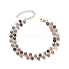 Natural Multicolor Tourmaline Round Beaded Charm Bracelet BJEW-TA00220-1