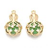 Brass Micro Pave Clear Cubic Zirconia Cat Eye Pendants KK-T071-16G-B02-1