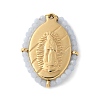 304 Stainless Steel Oval Embossed Jesus Pendants STAS-L022-490G-03-1