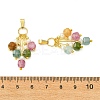 Natural Multicolor Tourmaline Faceted Cube & Natural Cultured Freshwater Pearl Tassel Pendants PALLOY-JF06000-3