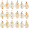 30Pcs 3 Styles Natural Cowrie Shell Copper Wire Wrapped Pendants FIND-BBC0001-76-1