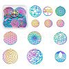 48Pcs 12 Style 201 Stainless Steel Filigree Pendants STAS-FW0001-15-1