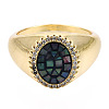 Natural Abalone Shell/Paua Shell Oval Ring with Clear Cubic Zirconia RJEW-N037-038-5