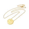 304 Stainless Steel Flat Round Pandant Necklace for Women NJEW-O126-01G-02-1