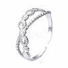 Non-Tarnish 304 Stainless Steel Criss Cross Open Cuff Ring RJEW-T023-71P-3