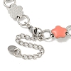 304 Stainless Steel Enamel Flower Link Chain Necklaces NJEW-S431-05P-02-3
