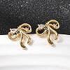 Bowknot Brass Micro Pave Clear Cubic Zirconia Stud Earrings EJEW-P331-03G-1