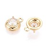 Brass Pave Cubic Zirconia Pendants KK-T071-41G-2
