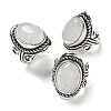 Natural Quartz Crystal Adjustable Rings RJEW-I108-01AS-09-4
