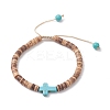 Dyed Synthetic Turquoise Corss & Coconut Disc Braided Bead Bracelet for Women BJEW-JB09353-2