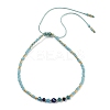 Miyuki Seed Beads and Natural Apatite Braided Bead Bracelets BJEW-C061-01-1