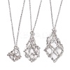 3Pcs 3 Style 304 Stainless Steel & Brass Macrame Pouch Empty Stone Holder for Pendant Necklaces Making NJEW-JN04442-1