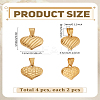 4Pcs 2 Styles 304 Stainless Steel Textured Pendants STAS-LP0004-44-2