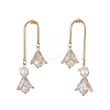 304 Stainless Steel Glass Flower Dangle Stud Earrings EJEW-JE06481-03-2