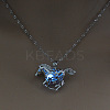 Alloy Horse Cage Pendant Necklace with Synthetic Luminous Stone LS-LUMI-PW0001-002P-B-1