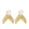 Fishtail Brass Micro Pave Clear Cubic Zirconia Stud Earring Findings KK-D102-06G-4