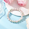 Handmade Flower Printed Porcelain Ceramic Round Beads Stretch Bracelets for Women BJEW-JB12091-02-1