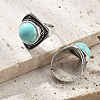Synthetic Turquoise Adjustable Rings G-P560-03AS-19-2
