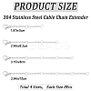 32Pcs 4 Style 304 Stainless Steel Cable Chain Extender STAS-CN0001-60-2