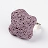 Adjustable Nuggets Lava Rock Gemstone Finger Rings RJEW-I019-01-2