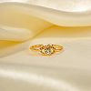 Adjustable 304 Stainless Steel with Cubic Zirconia Cuff Open Rings for Women DT5559-2
