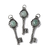 Key Brass Natural Green Aventurine Big Pendants KK-D361-01AS-14-1
