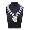 Summer Beach Resin Conch Shaped Pendant CCB Plastic Beaded Necklaces with Alloy End Chains LS-NJEW-D336-03B-G-2