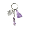 Natural Rose Quartz & Prehnite & Natural Lapis Lazuli & Natural Amethyst  & Natural Howlite Chip Beaded Tassel Pendant Keychain KEYC-JKC00851-3