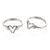 Non-Tarnish 304 Stainless Steel Hand Heart Cuff Rings LS-RJEW-N038-121P-2