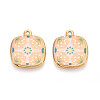 Printed Style 304 Stainless Steel Square Pendants STAS-T071-25E-G-1