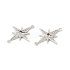 Brass Micro Pave Clear & Black Cubic Zirconia Connector Charms KK-E068-VB041-3