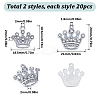 40Pcs 2 Style Zinc Alloy with Crystal Rhinestone Pendants FIND-SC0007-35-2
