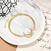 Brass Micro Pave Clear Cubic Zirconia Link Bracelets LS-BJEW-M050-03G-01-1