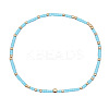Minimalist Glass Seed Beads & Brass Beads Stretch Bracelets for Women BC0195-11-1