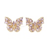 Rack Plating Brass with Cubic Zirconia Stud Earrings for Women EJEW-G394-06G-01-2