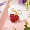 Handmade Polymer Clay Rhinestone Heart Keychains KEYC-TAC00068-01-4