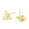 Bees Brass Micro Pave Cubic Zirconia Stud Earrings EJEW-L270-27G-2