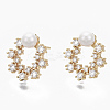 Brass Micro Pave Clear Cubic Zirconia Stud Earrings KK-R132-073-NF-1