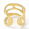 Ion Plating(IP) 304 Stainless Steel Wide Hollow Open Cuff Ring for Women RJEW-G275-02G-3