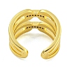 Rack Plating Brass Micro Pave Cubic Zirconia Cuff Rings for Women RJEW-I107-07G-3