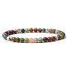4mm Round Natural Indian Agate Beads Bracelet for Men X-KG3069-20-1