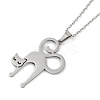 Halloween Series 202 Stainless Steel Cable Chain Cat Shape Pendant Necklaces LS-NJEW-S005-01P-D-1