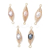 Natural Cultured Freshwater Pearl Potato Copper Wire Wrapped Horse Eye Links Connector Charms PALLOY-JF04766-1